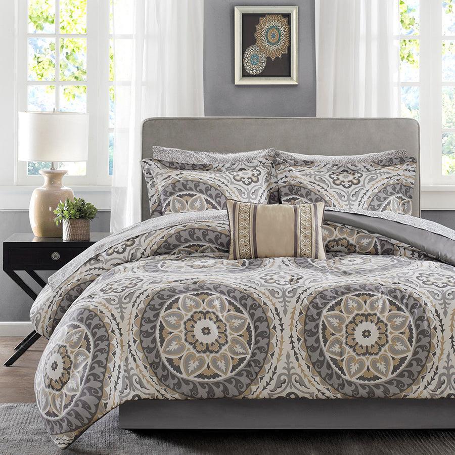 Serenity Complete 108 " D Comforter and Cotton Sheet Set Taupe Cal King Olliix.com