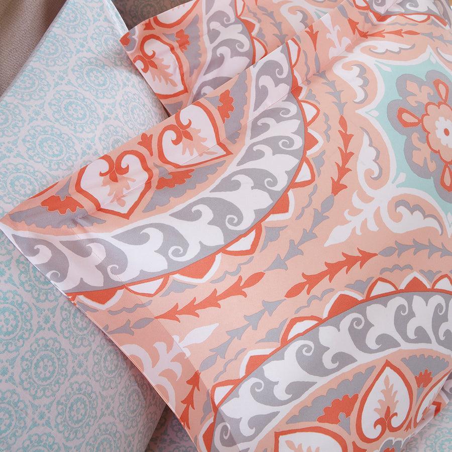 Serenity Complete 26 " W Comforter and Cotton Sheet Set Coral Queen Olliix.com