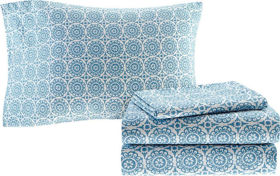 Serenity Complete Comforter and Cotton Sheet Set Blue King Olliix.com