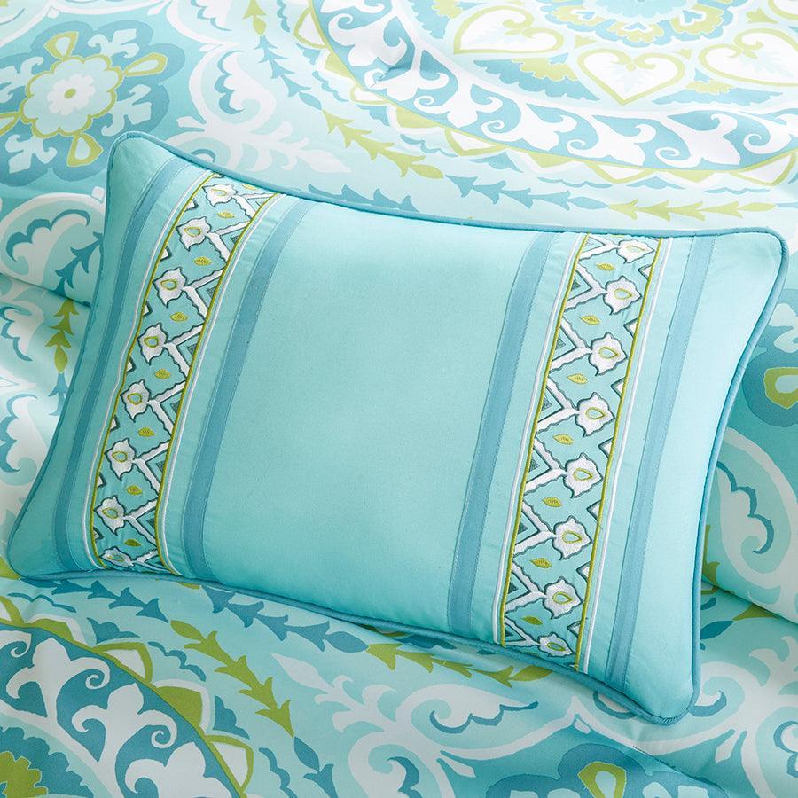 Serenity Full Complete Comforter and Cotton Sheet Set Aqua Olliix.com