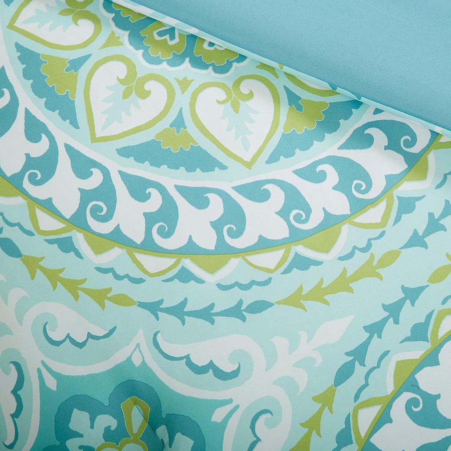 Serenity Full Complete Comforter and Cotton Sheet Set Aqua Olliix.com