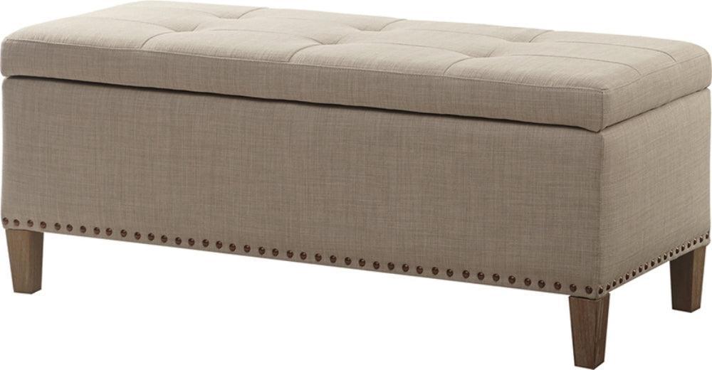 Shandra II Tufted Top Storage Bench Light Taupe Olliix.com