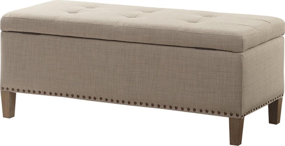 Shandra II Tufted Top Storage Bench Light Taupe Olliix.com