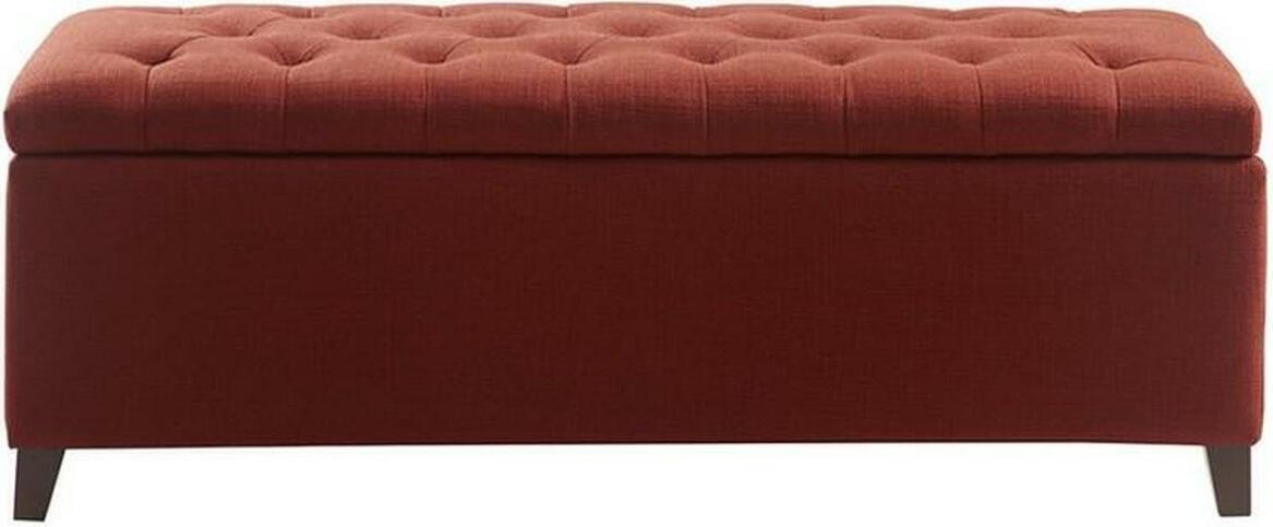 Shandra Tufted Top Storage Bench Rust Red Olliix.com