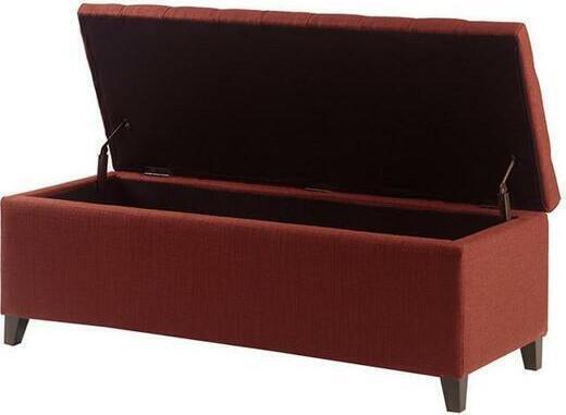 Shandra Tufted Top Storage Bench Rust Red Olliix.com