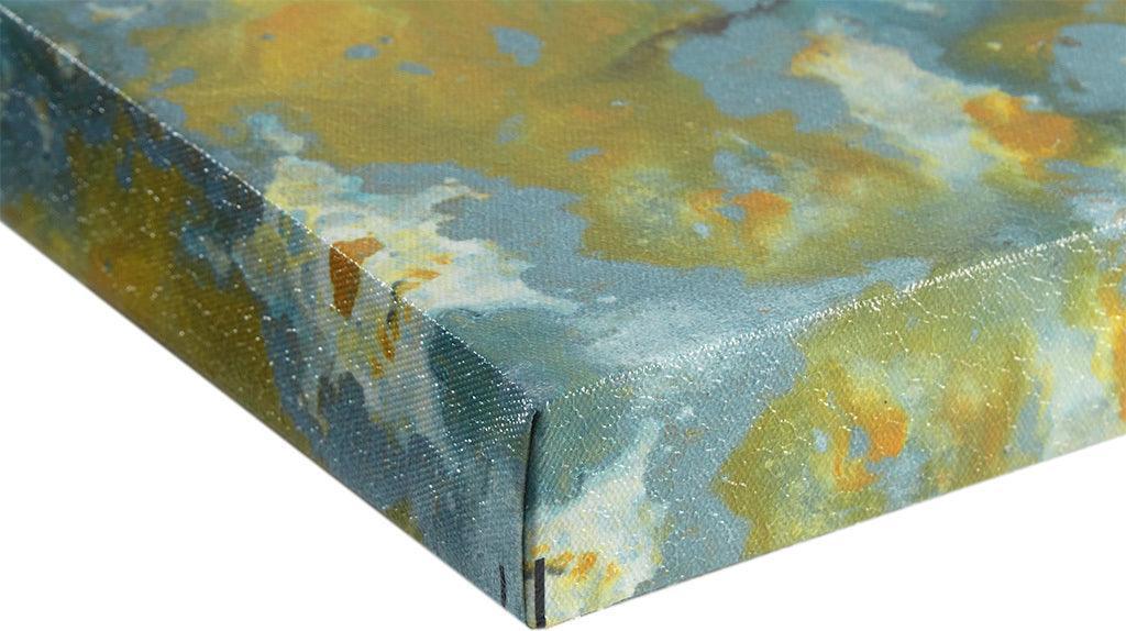 Shattering Rock Yellow Heavy Gel Coated Canvas Blue Olliix.com