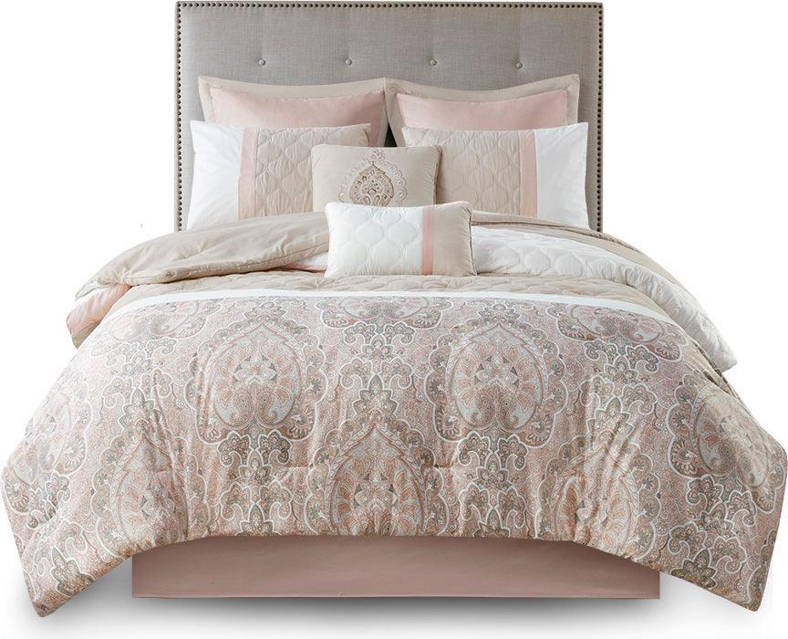 Shawnee 8 Piece 20 " D Comforter Set Blush Queen Olliix.com