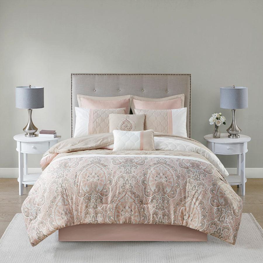 Shawnee 8 Piece 20 " D Comforter Set Blush Queen Olliix.com