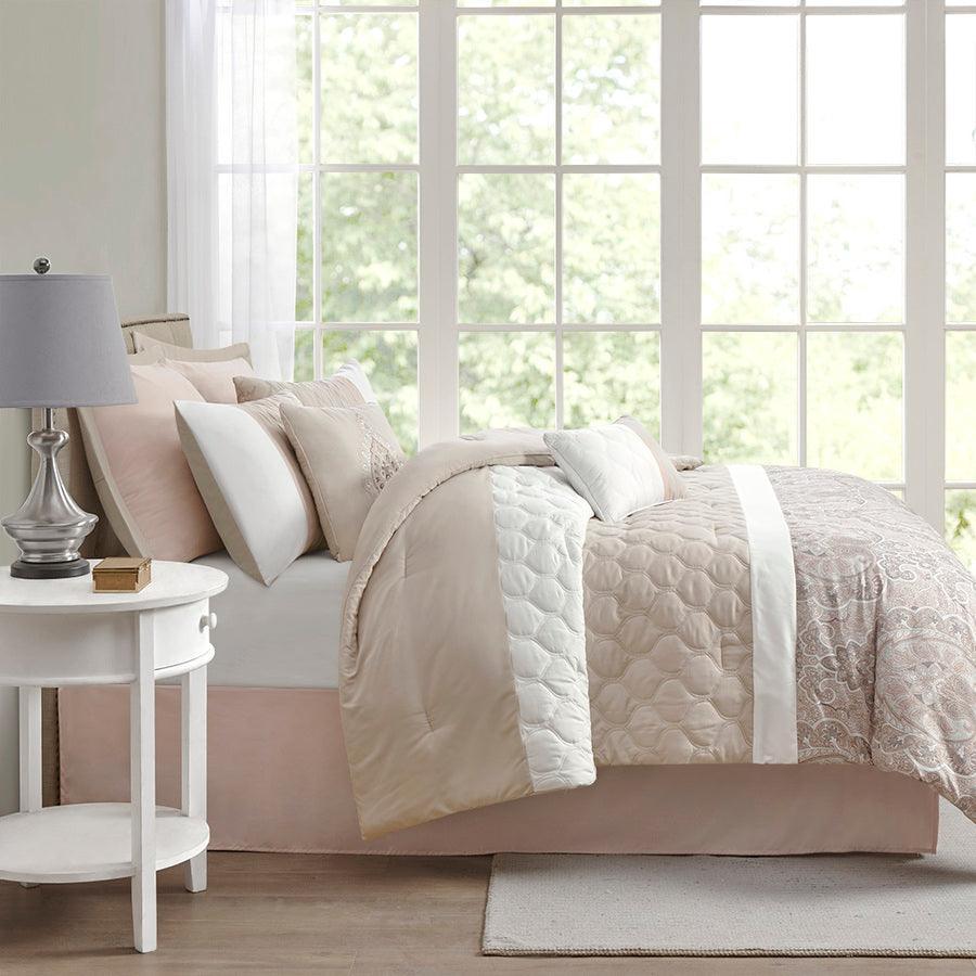 Shawnee 8 Piece 20 " D Comforter Set Blush Queen Olliix.com