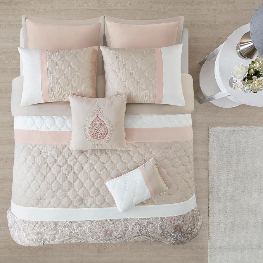 Shawnee 8 Piece 20 " D Comforter Set Blush Queen Olliix.com