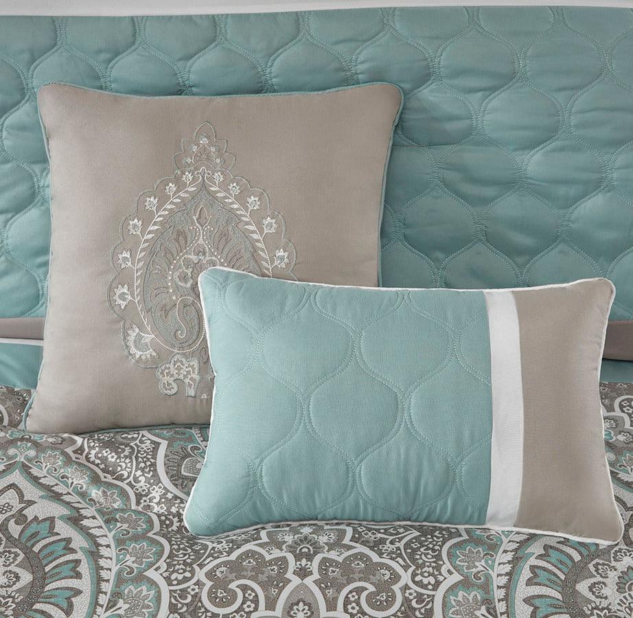 Shawnee 8 Piece 26" W Comforter Set Seafoam Queen Olliix.com