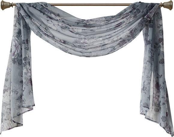 Simone 144 H Printed Floral Voile Sheer Scarf Gray Olliix.com