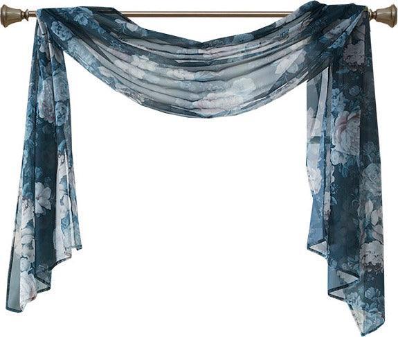 Simone 144 H Printed Floral Voile Sheer Scarf Navy Olliix.com