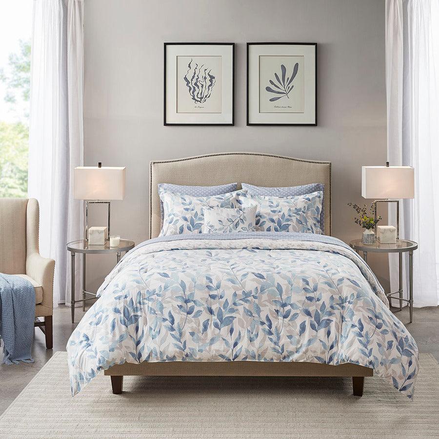 Sofia 36 " W Reversible Complete Bedding Set Blue Cal King Olliix.com