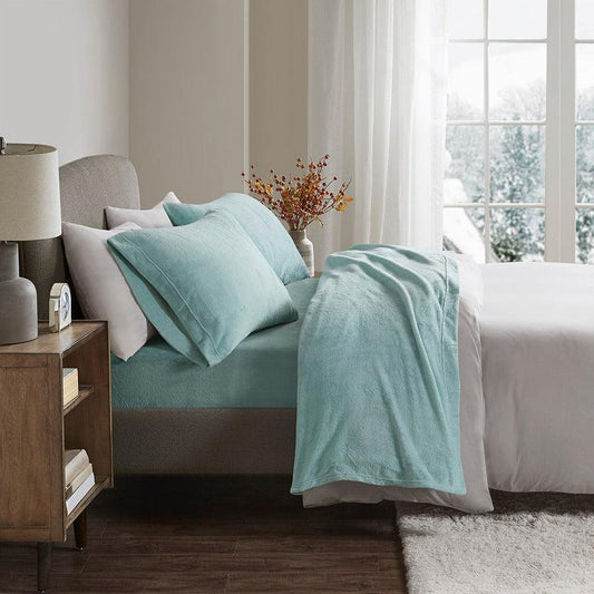 Soloft King Micro Plush Sheet Set Aqua Olliix.com