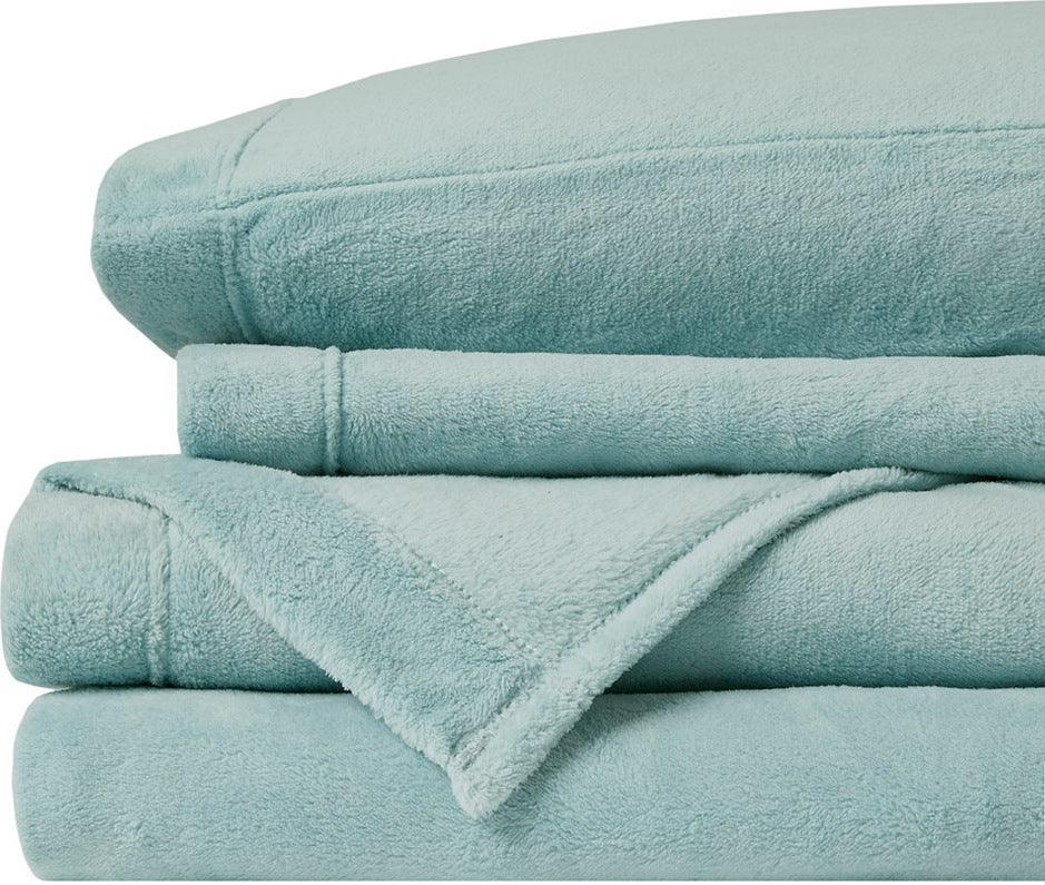 Soloft Plush Full Sheet Set Aqua Olliix.com