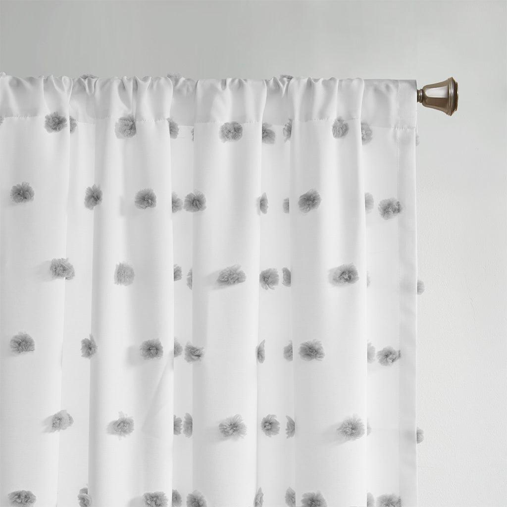 Sophie 84" Pom Pom Embellished Window Panel Gray Olliix.com