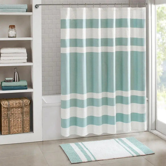 Spa Waffle Shower Curtain with 3M Treatment Aqua-MP70-1485 Olliix.com