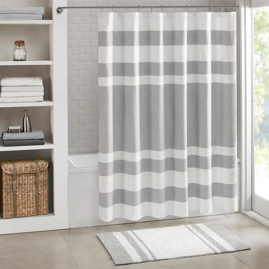 Spa Waffle Shower Curtain with 3M Treatment Grey-MP70-1484 Olliix.com