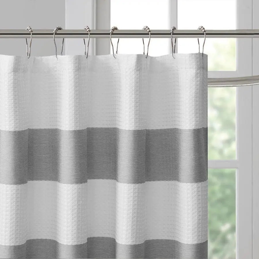Spa Waffle Shower Curtain with 3M Treatment Grey-MP70-1484 Olliix.com