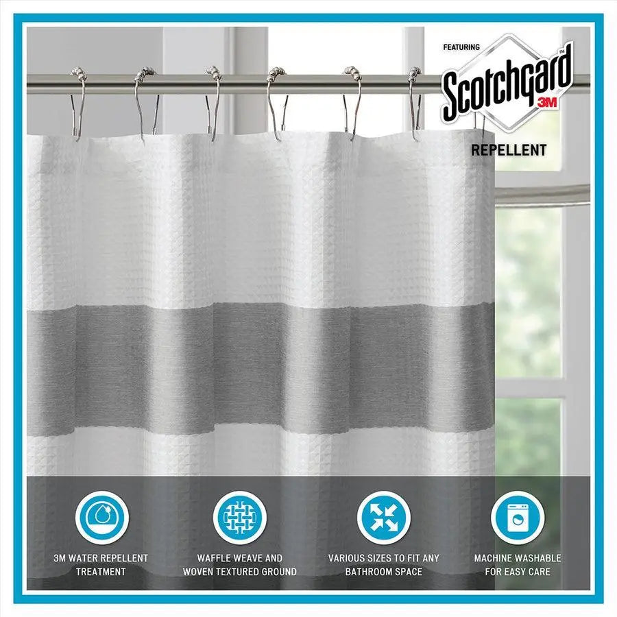 Spa Waffle Shower Curtain with 3M Treatment Grey-MP70-1484 Olliix.com