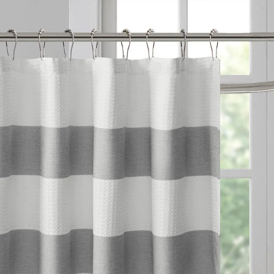 Spa Waffle Shower Curtain with 3M Treatment Grey-MP70-1484 Olliix.com