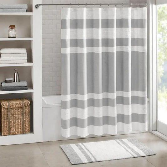 Spa Waffle Shower Curtain with 3M Treatment Grey-MP70-4982 Olliix.com