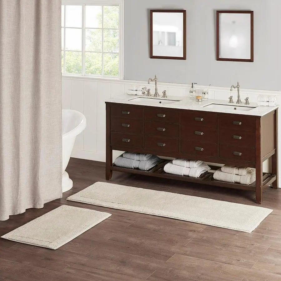Splendor Modern 1 Cotton Tufted 3000 GSM Reversible Bath Rug 20x20" Gray Olliix.com