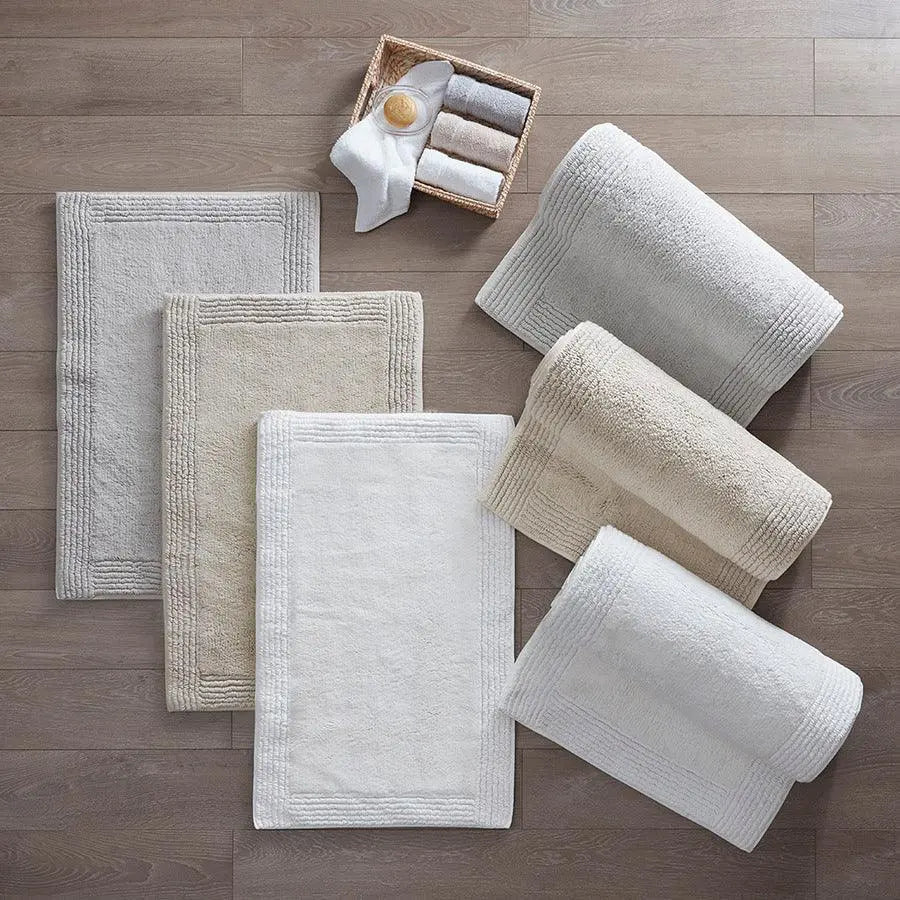 Splendor Modern 1 Cotton Tufted 3000 GSM Reversible Bath Rug 20x20" Gray Olliix.com