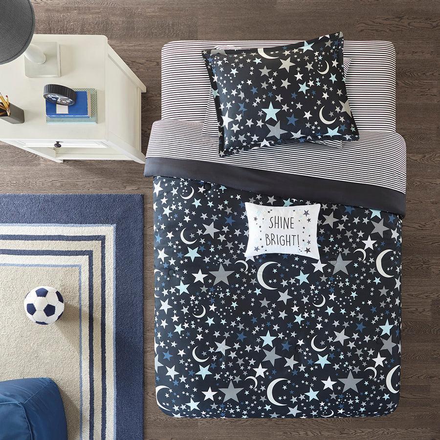 Starry Full Night Complete Bed and Sheet Set Charcoal Olliix.com