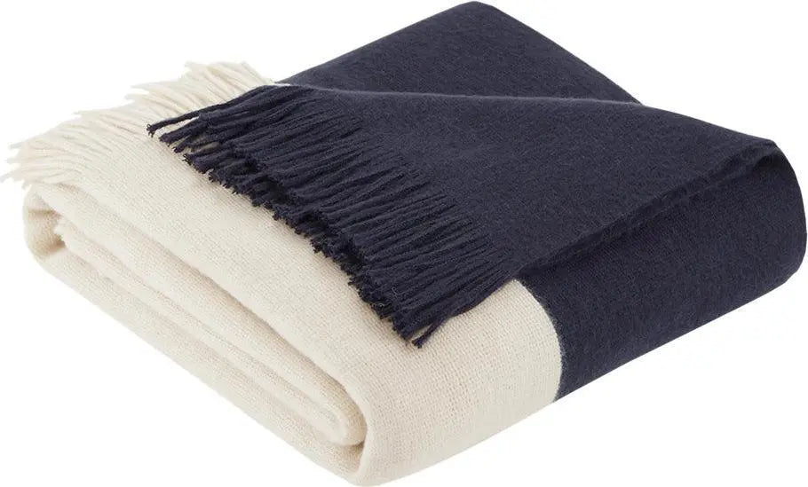 Stockholm Mid-Century Color Block Faux Cashmere Throw 50"W x 60"L+4"x2 Gray Olliix.com