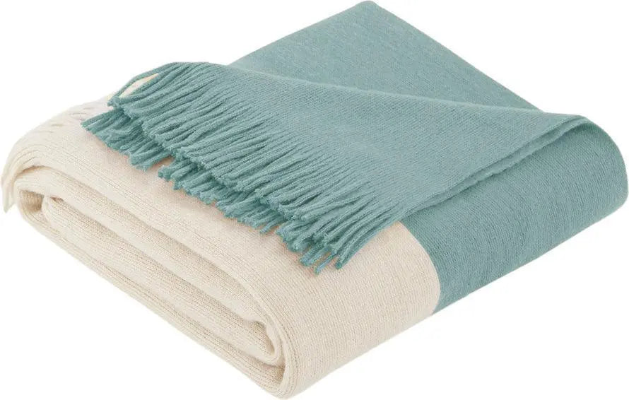 Stockholm Mid-Century Color Block Faux Cashmere Throw 50"W x 60"L+4"x2 Gray Olliix.com