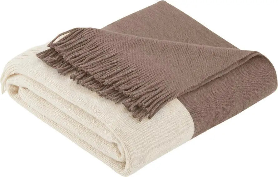 Stockholm Mid-Century Color Block Faux Cashmere Throw 50"W x 60"L+4"x2 Gray Olliix.com