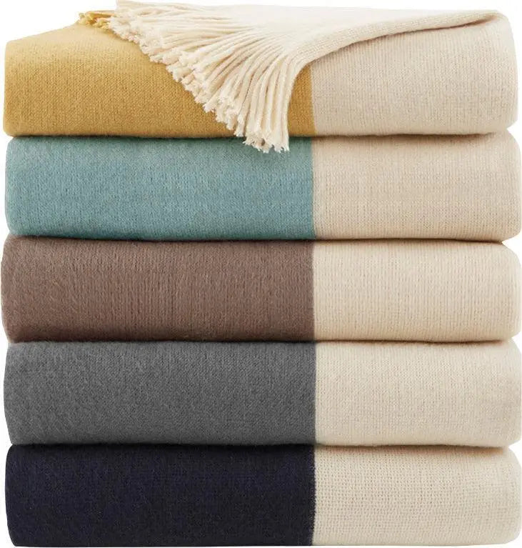 Stockholm Mid-Century Color Block Faux Cashmere Throw 50x60" Yellow Olliix.com