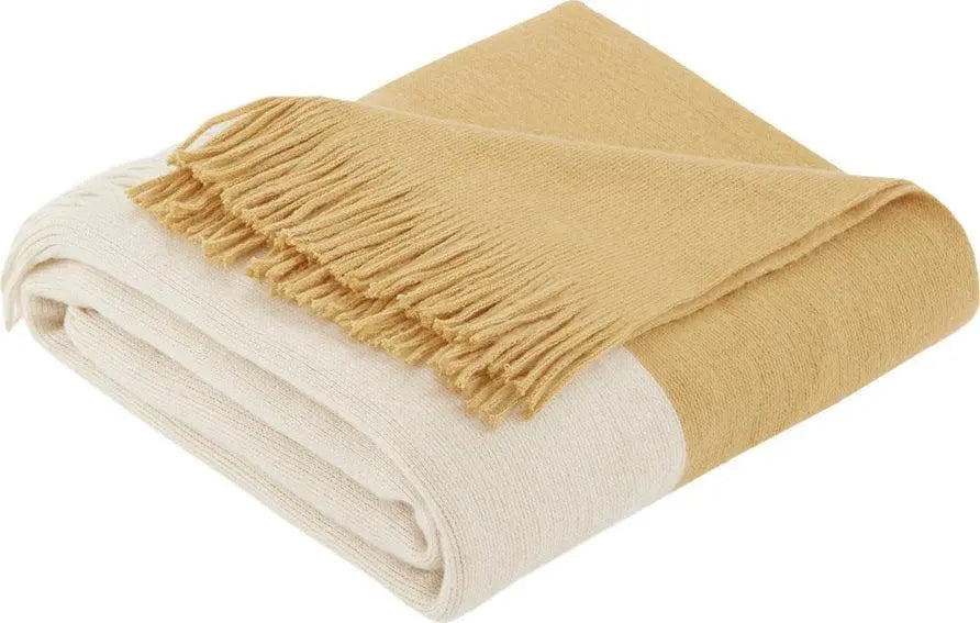 Stockholm Mid-Century Color Block Faux Cashmere Throw 50x60" Yellow Olliix.com
