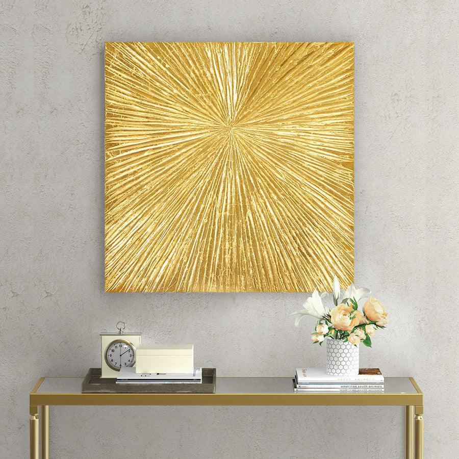 Sunburst 100% Hand Painted Dimensional Resin Wall Decor Gold Olliix.com