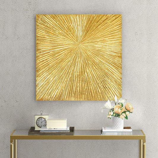 Sunburst 100% Hand Painted Dimensional Resin Wall Decor Gold Olliix.com