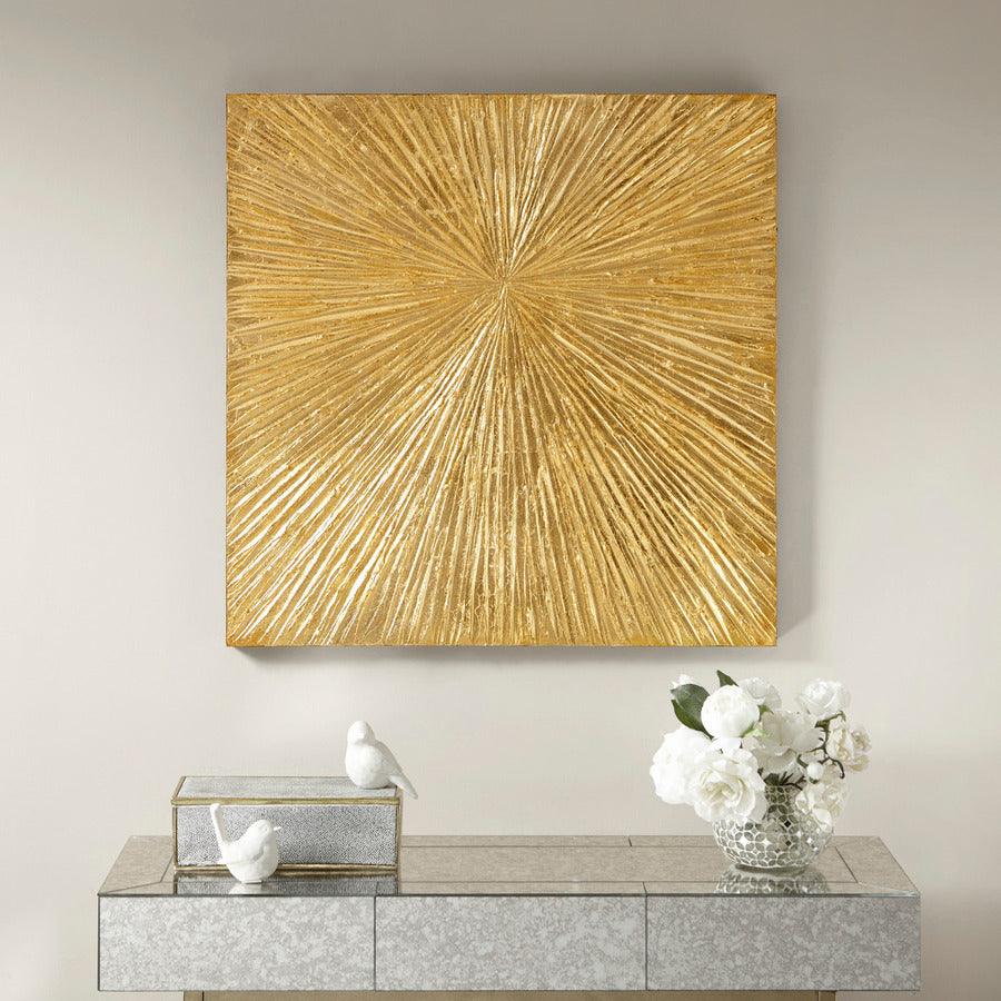 Sunburst 100% Hand Painted Dimensional Resin Wall Decor Gold Olliix.com