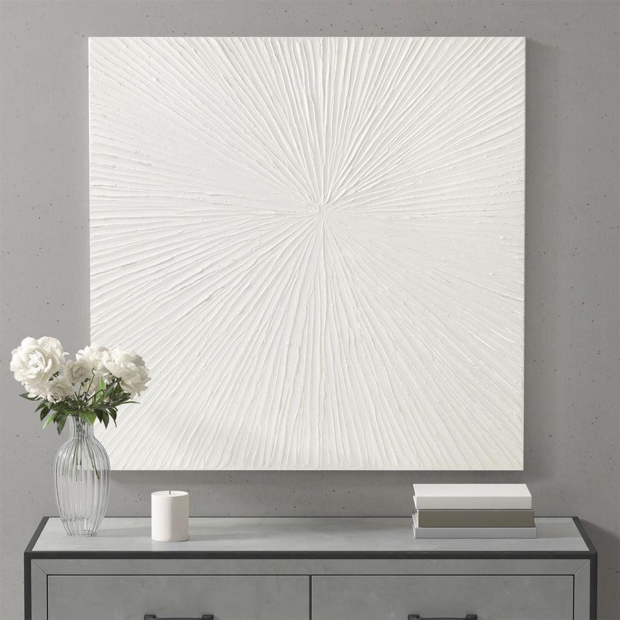 Sunburst 100% Hand Painted Dimensional Resin Wall Decor White Olliix.com