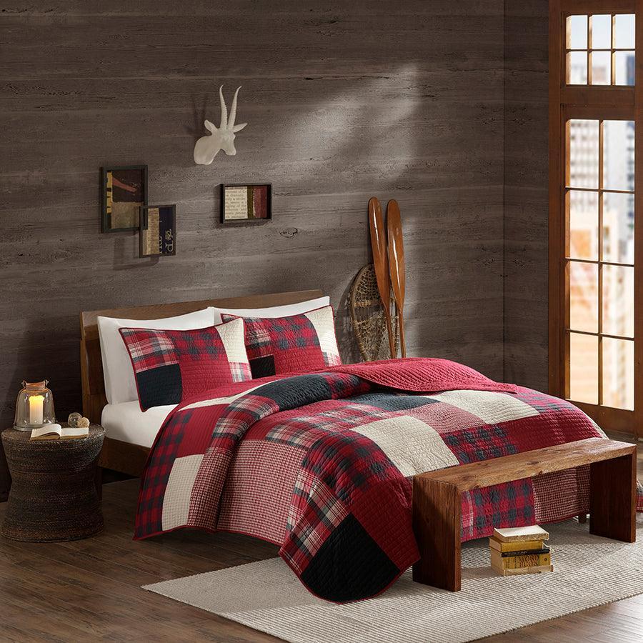 Sunset Lodge/Cabin Oversized Cotton Coverlet Mini Set Full/Queen Red Olliix.com