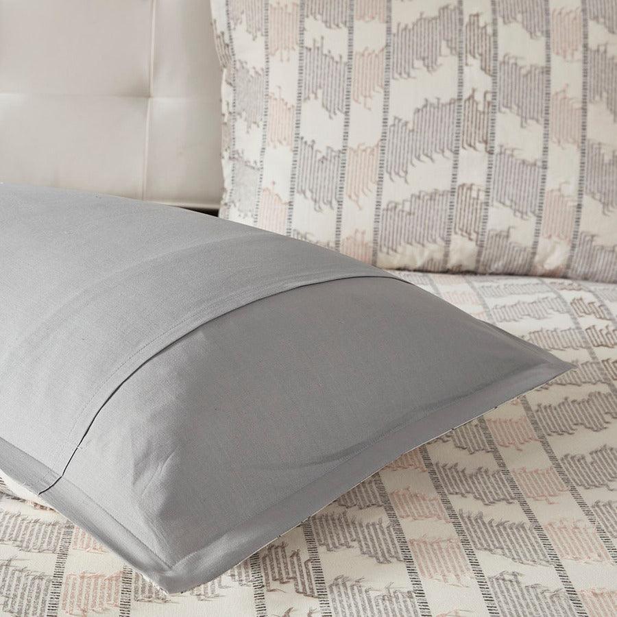 Suri King/California King Cotton Jacquard Duvet Cover Set Gray & Blush Olliix.com