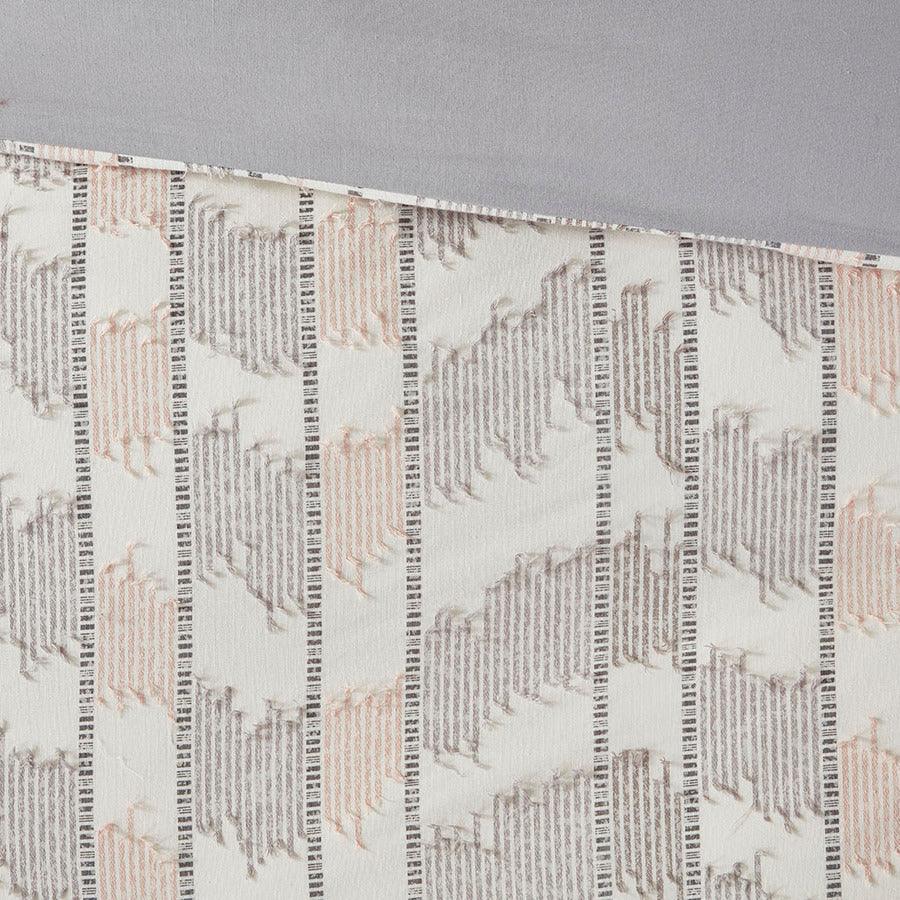 Suri King/California King Cotton Jacquard Duvet Cover Set Gray & Blush Olliix.com