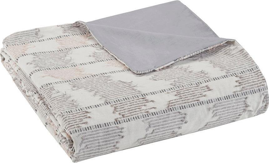 Suri King/California King Cotton Jacquard Duvet Cover Set Gray & Blush Olliix.com