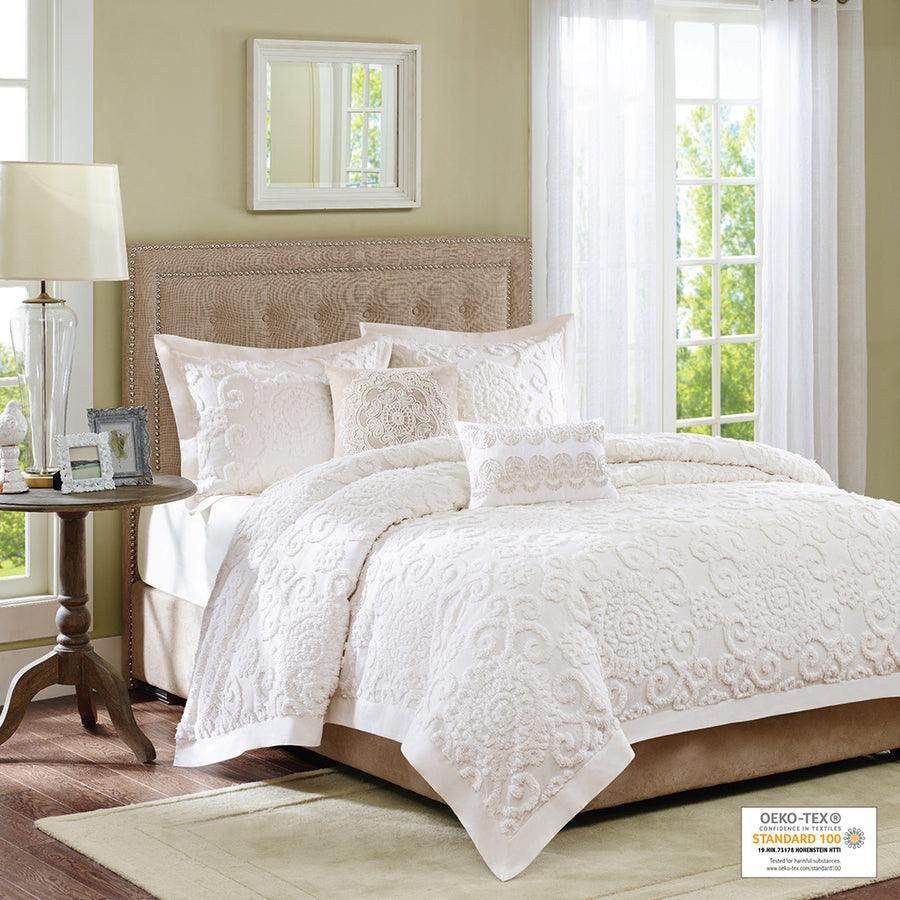 Suzanna Cotton Comforter Mini Set Ivory King Olliix.com