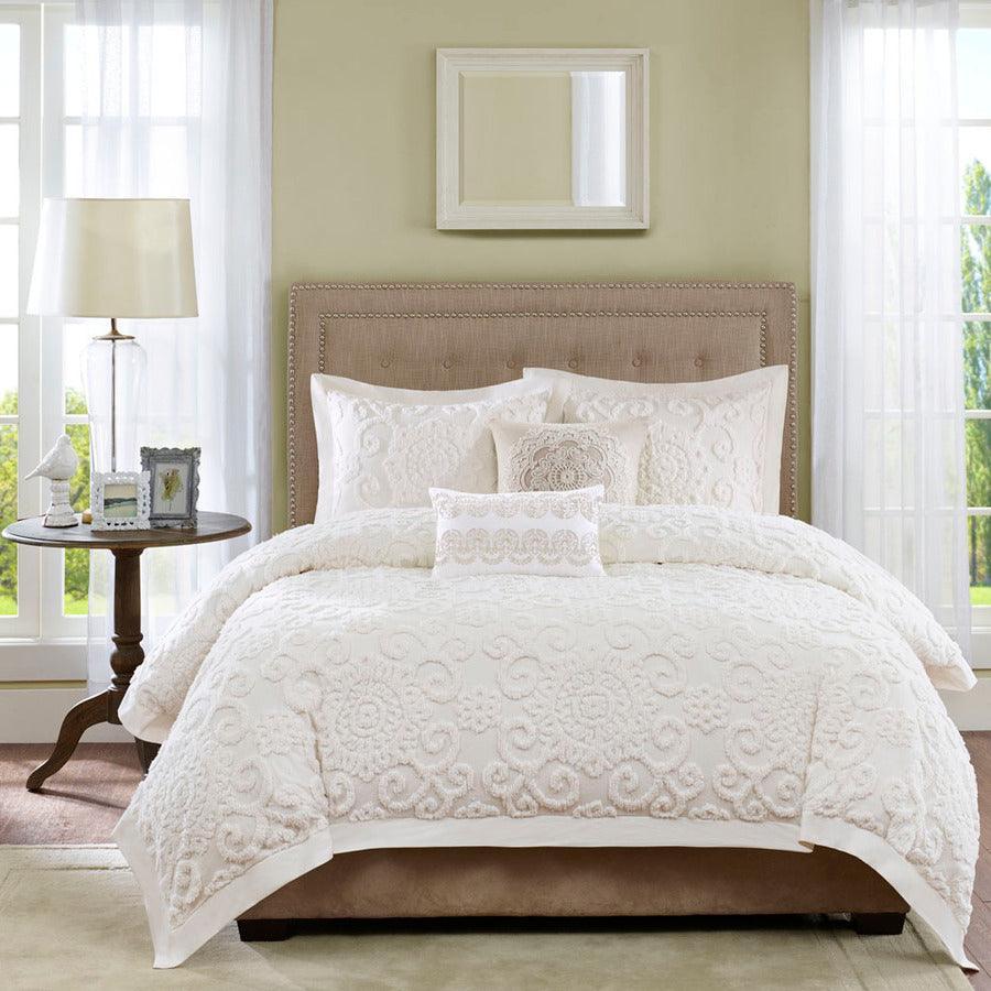 Suzanna Cotton Comforter Mini Set Ivory King Olliix.com