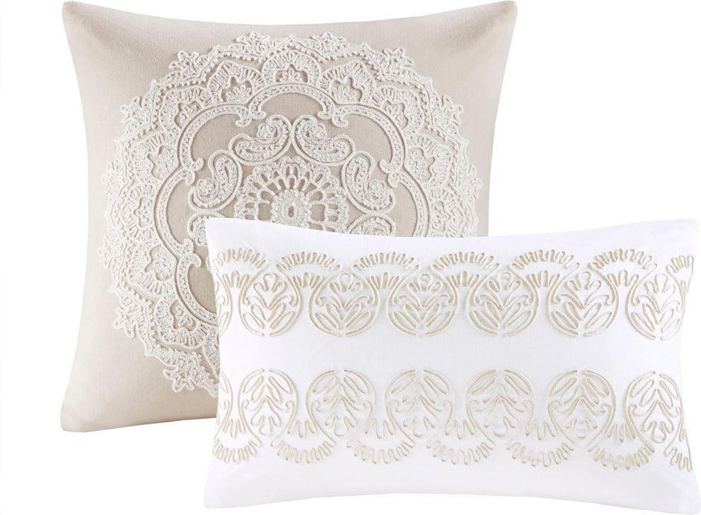 Suzanna Cotton Comforter Mini Set Ivory King Olliix.com