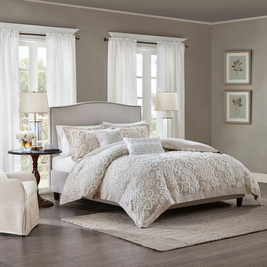 Suzanna Full/Queen Cotton Duvet Mini Set Taupe Olliix.com