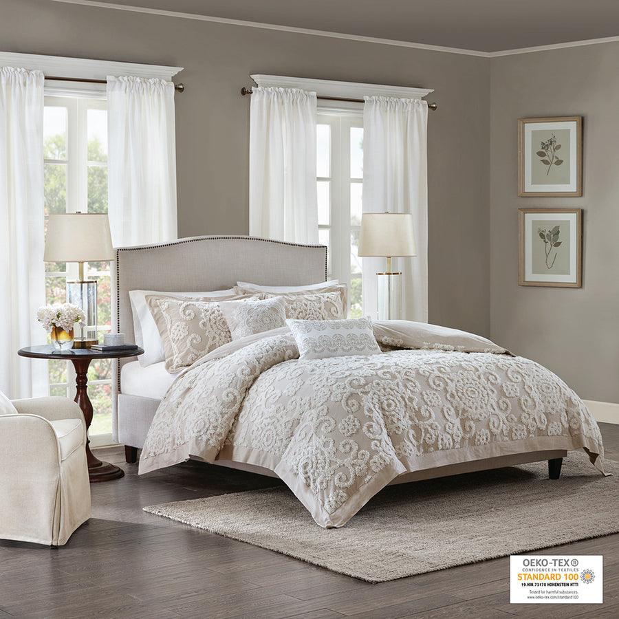 Suzanna Full/Queen Cotton Duvet Mini Set Taupe Olliix.com