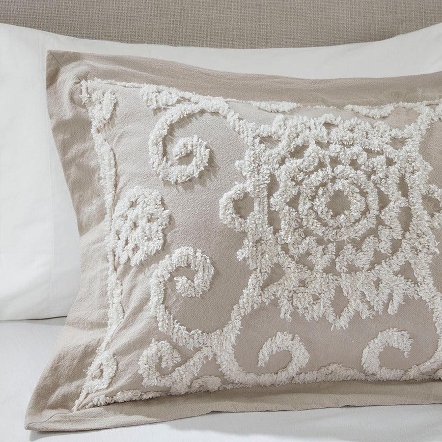 Suzanna Glam Cotton Comforter Mini set Taupe Full/Queen Olliix.com