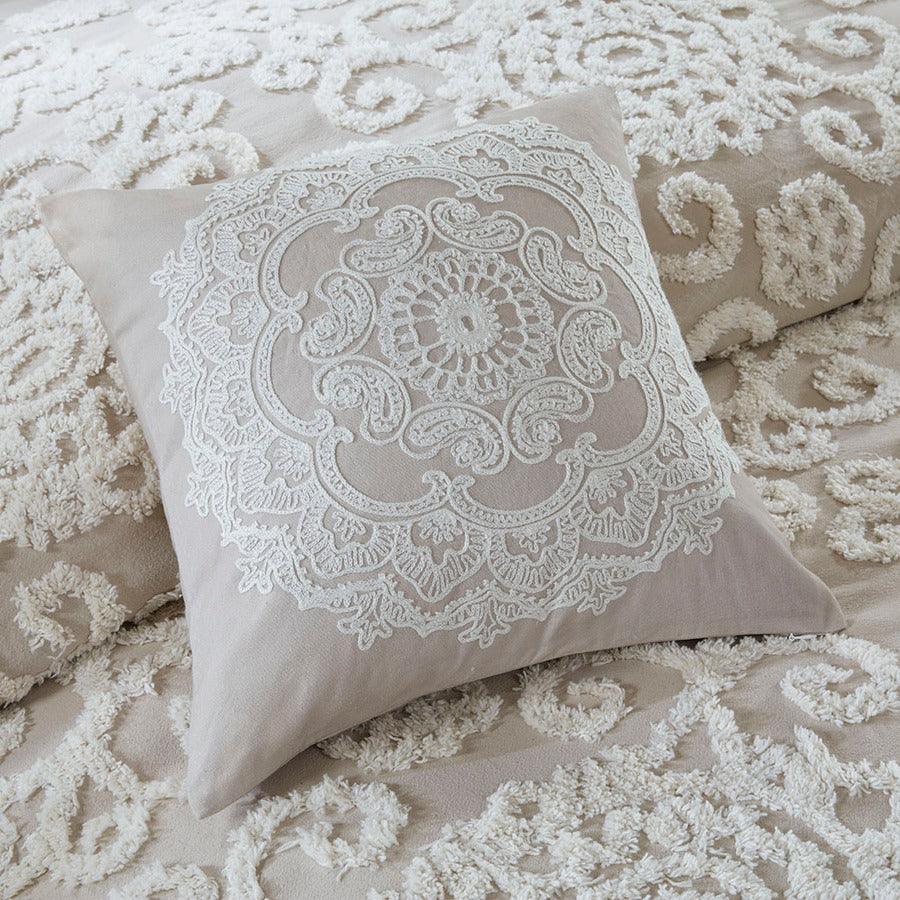 Suzanna Shabby Chic Cotton Comforter Mini set Taupe King Olliix.com